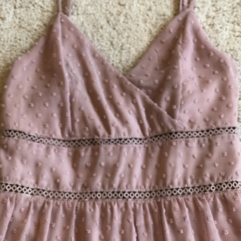 Altar'd State Baby Doll Sleeveless Adjustable Straps Pink Lined Sheer Mini Dress - Picture 5 of 15